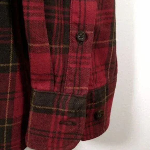 Faded Glory Mens 2XL Red/Black Plaid Long-sleeve Flannel Shirt Button Collar - Picture 9 of 12